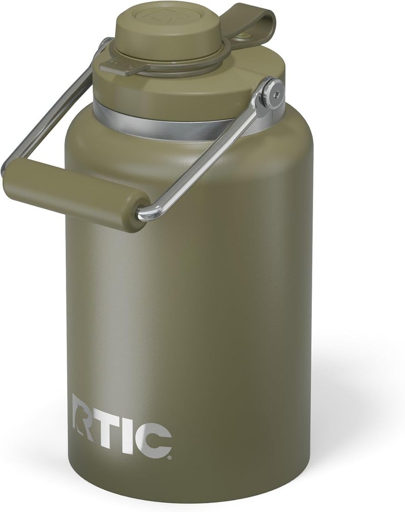 RTIC Half Gallon Outback Jug, Stainless Steel, Ceramic Lined Insulated Water Bottle with Lid and Handle, BPA-Free, Double Wall Vacuum Insulation, Olive - Image 1